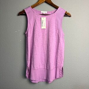 NWT Mododoc Tank Top XS Lilac Purple Ribbed Sleeveless Casual Top Gauze Textured